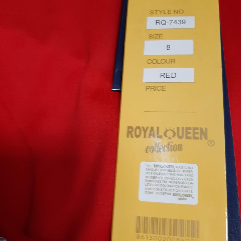 Full length solid Red with Rhinestones Gown - Picture 3 of 16